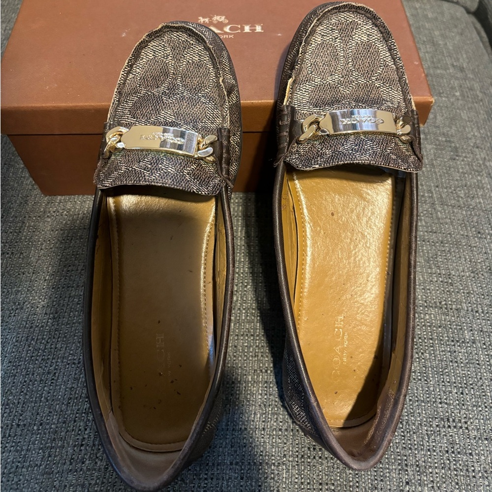Brown Woman’s Coach Signature Loafers (7.5)
